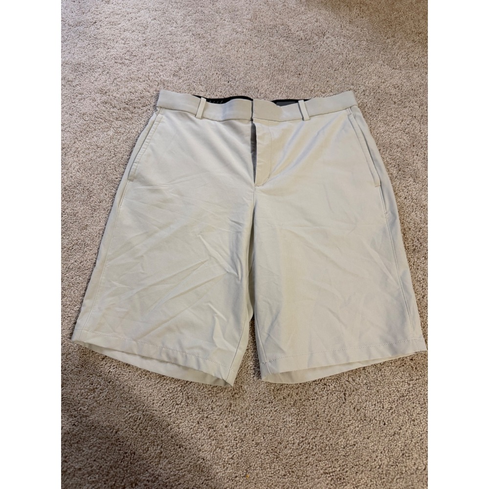 Nike Dri-FIT Golf Shorts Mens 32 Beige Stone Standard Fit Flat Front Athletic